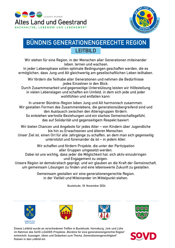 Leitbild zum „Bündnis für eine generationengerechte Region“